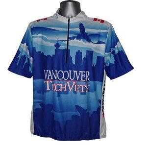 Sugoi Cycling Jersey Mens 2XL 1/4 Zip Canada Vancouver Vets‎ Blue Short Sleeve